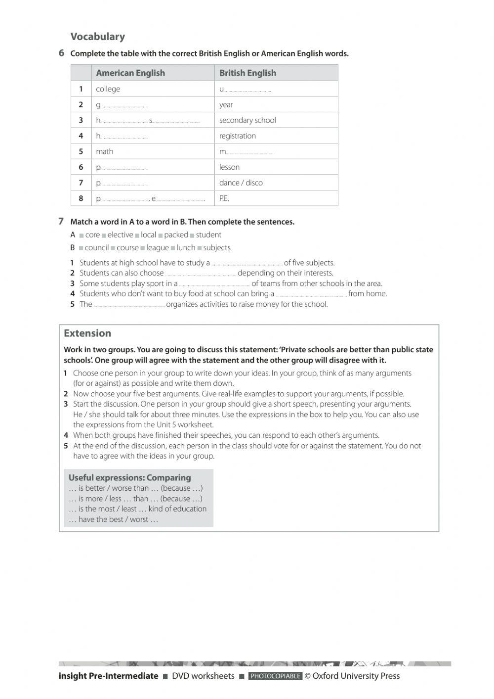 Insight Pre Intermediate Unit 6 Video American school