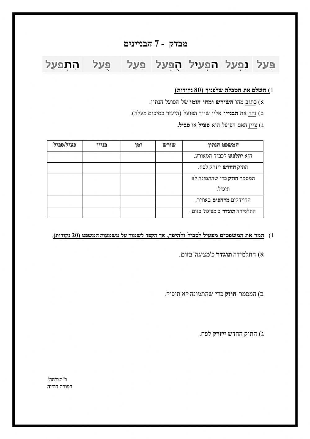 מבדק - 7 הבניינים ופעיל סביל