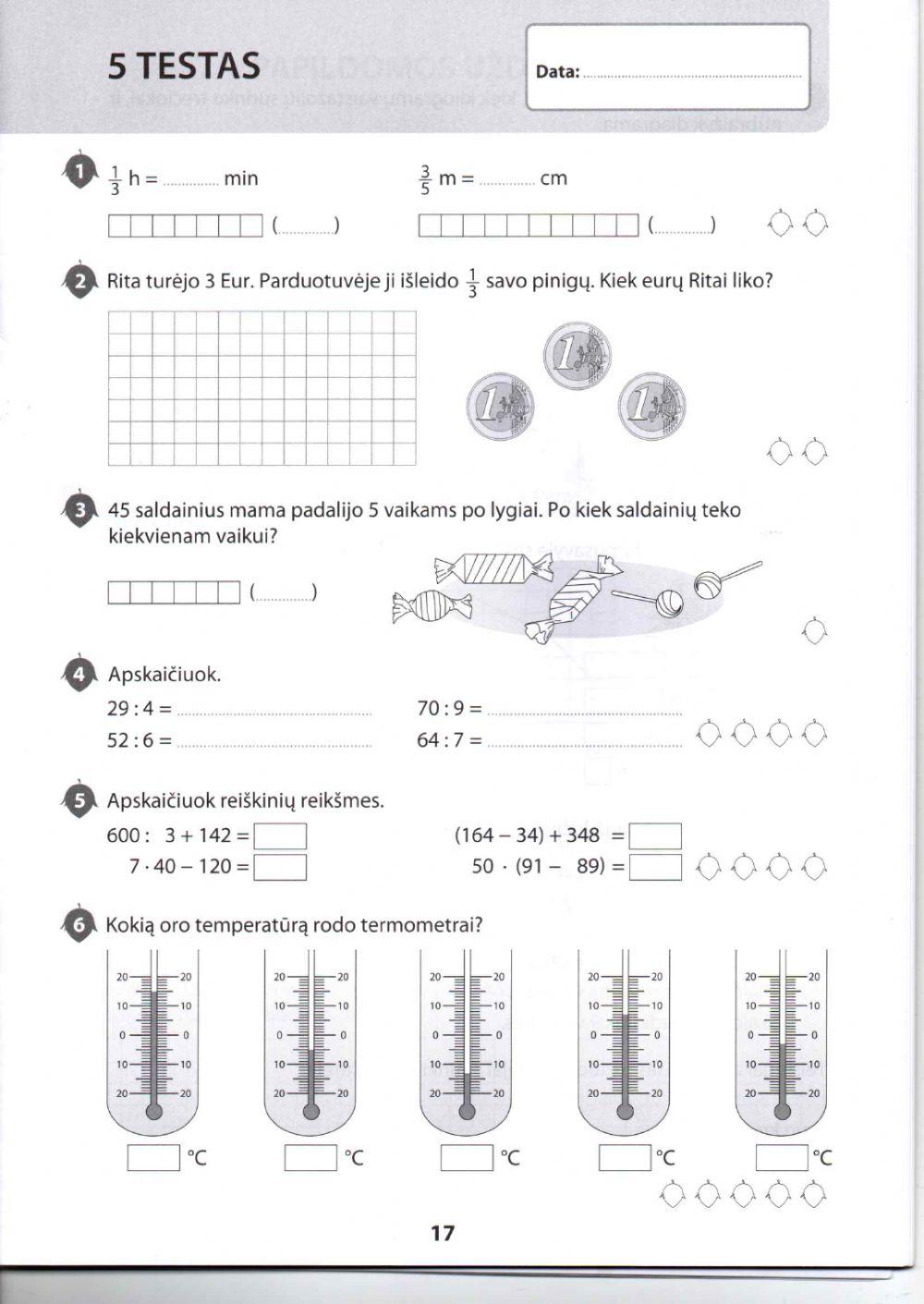 5 matematikos testas