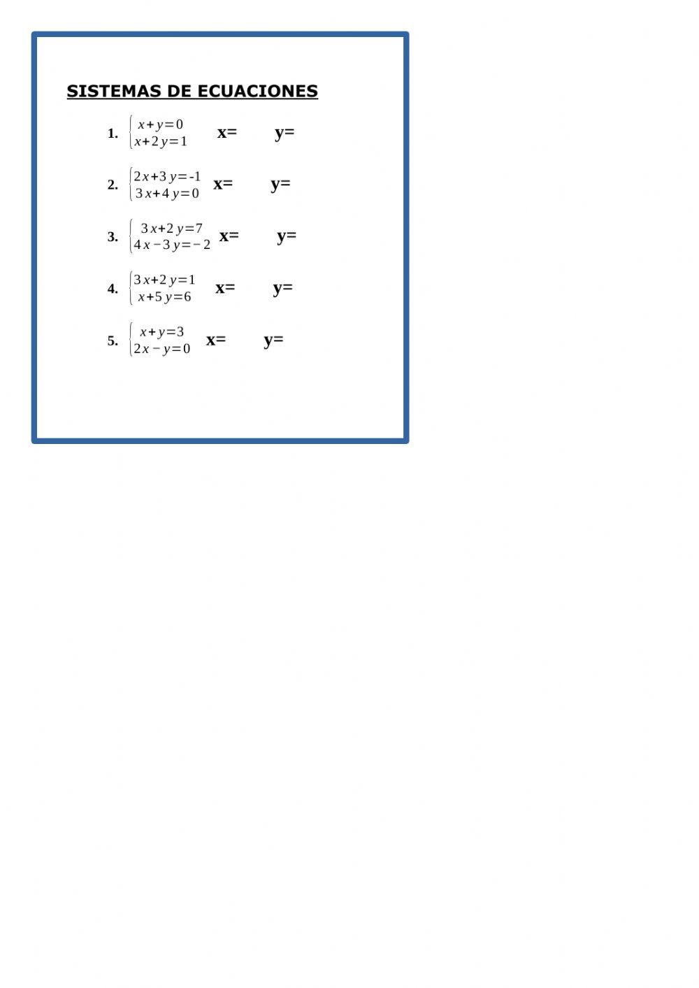 Sistemas de acuaciones