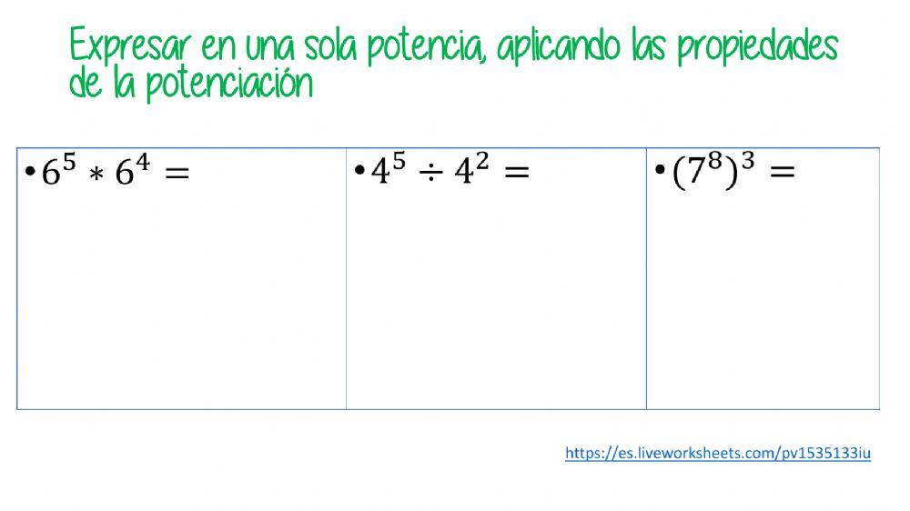 Propiedades de la potenciación