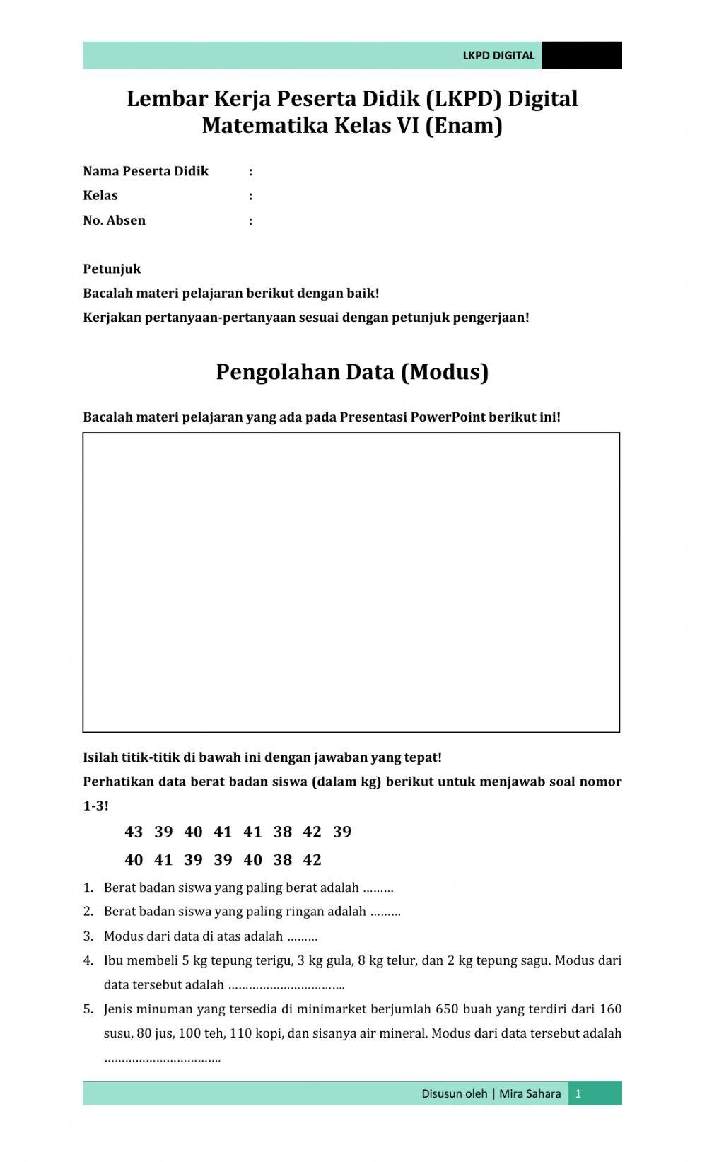 LKPD Matematika Kelas VI