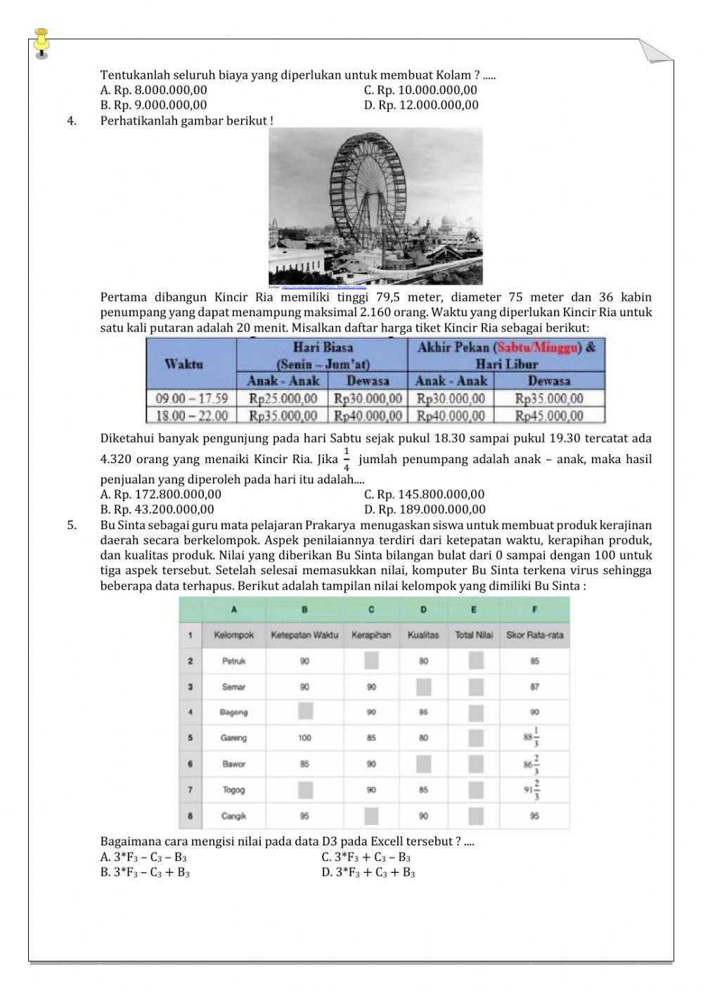 Soal Latihan AKM MATEMATIKA SMP-MTs
