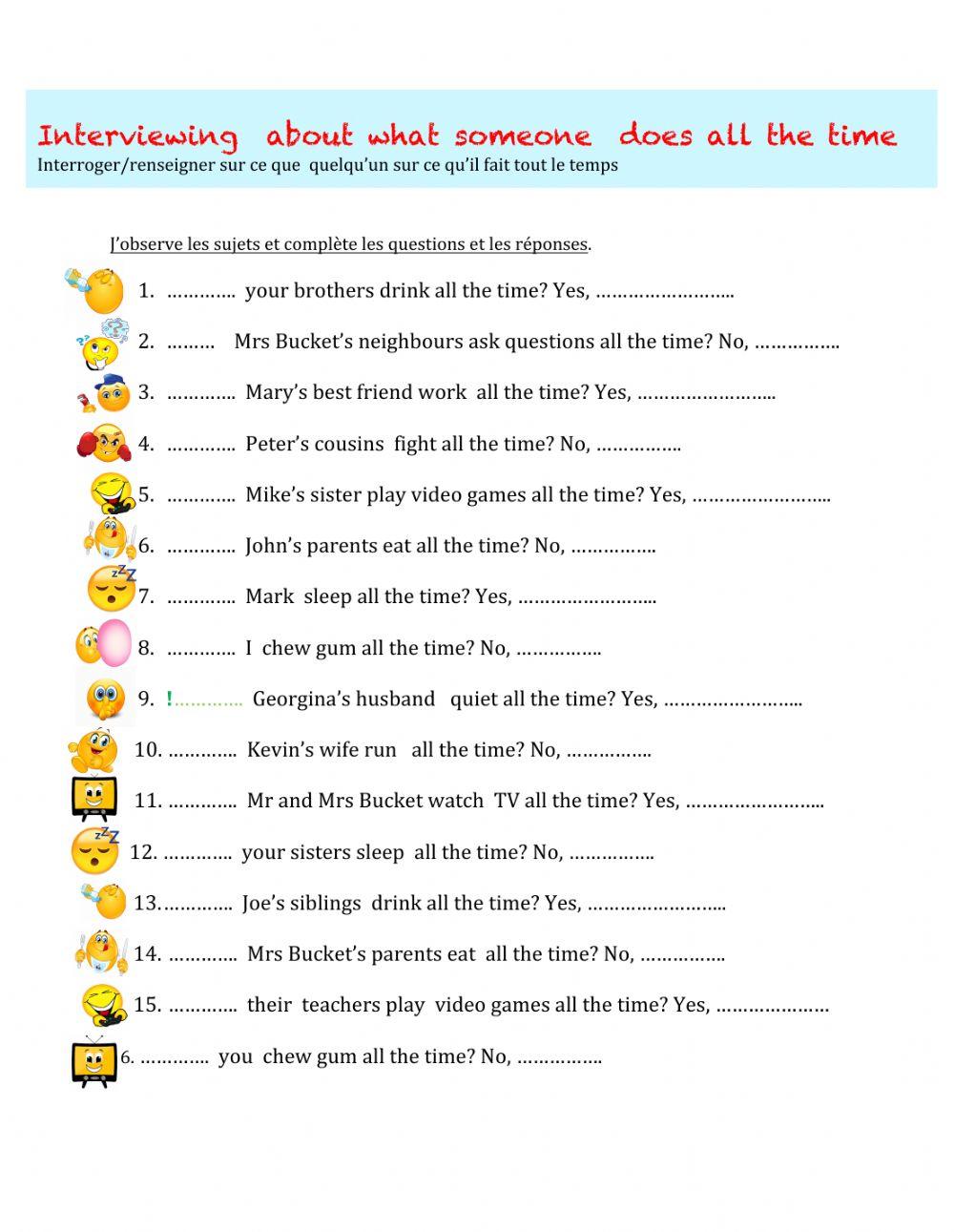 Yes no questions and short answers