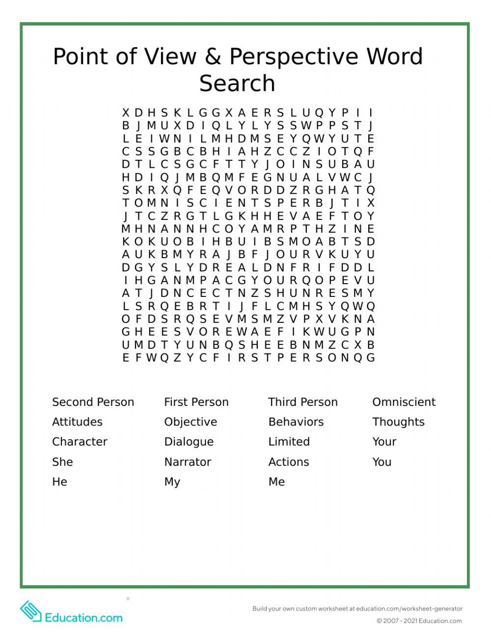 Point of View and Perspectives Word Search worksheet Live Worksheets Point of View and Perspectives Word Search worksheet Live Worksheets
