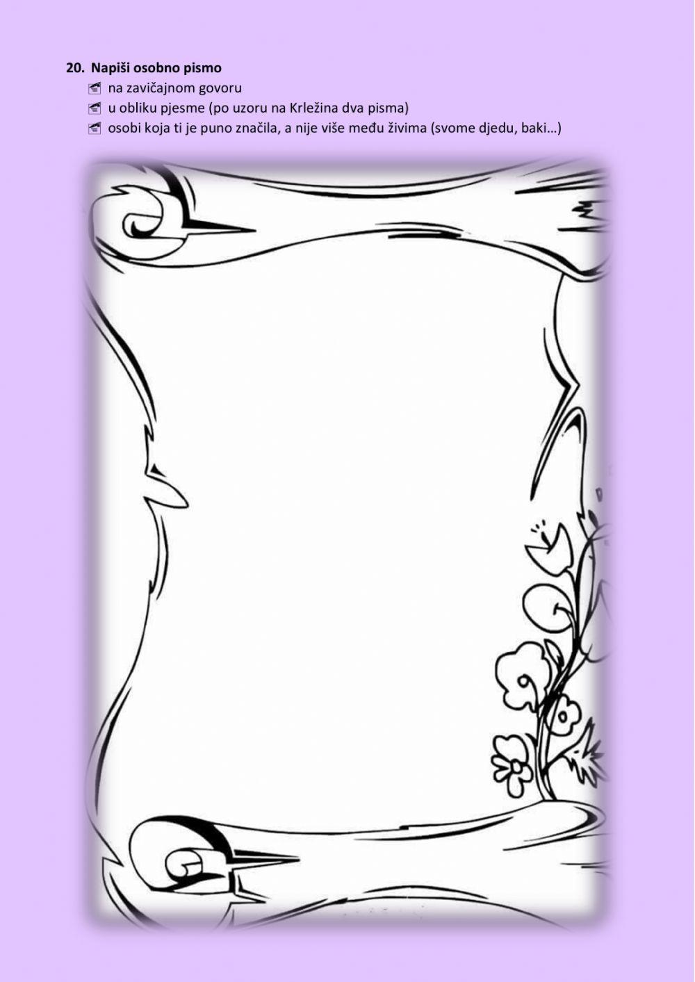 HJ8 M. Krleža, Pismo - Pismo Beli