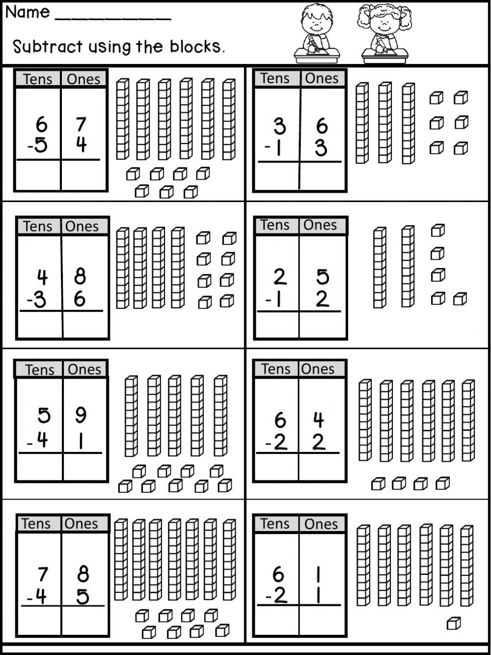Subtractions without regrouping