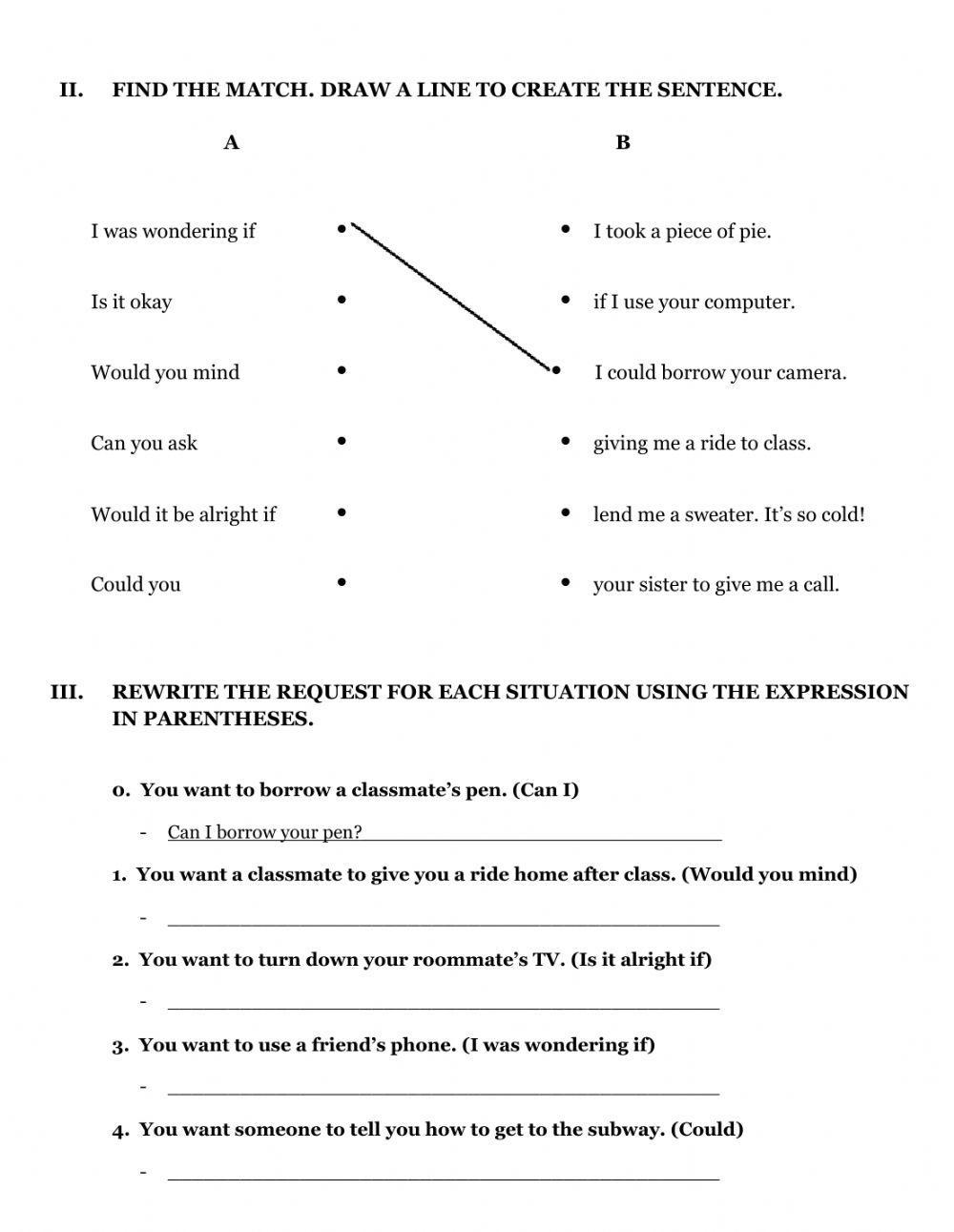 Requests with modals, if clauses and gerunds