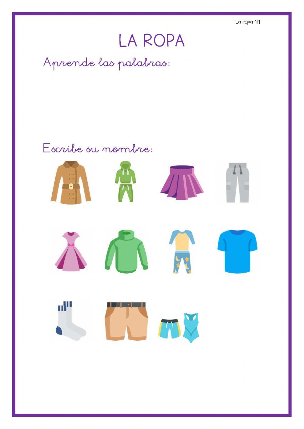 La ropa online pdf exercise Live Worksheets