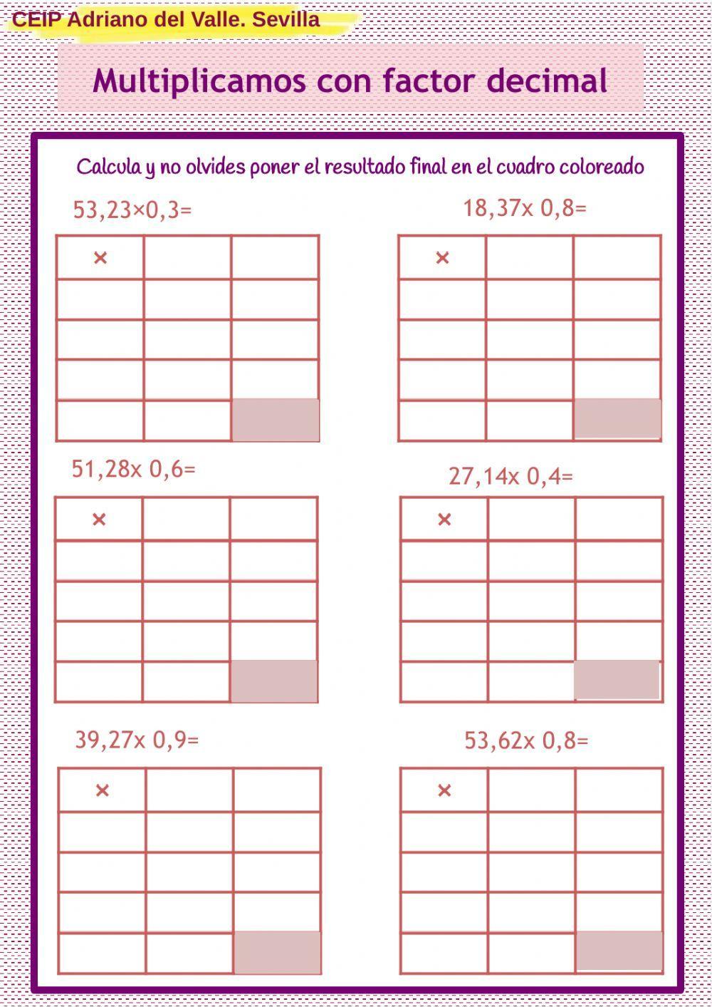 Multiplicaciones ABN con decimales en los dos factores