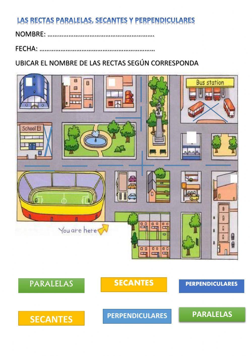 Rectas paralelas, secantes y perpendiculares