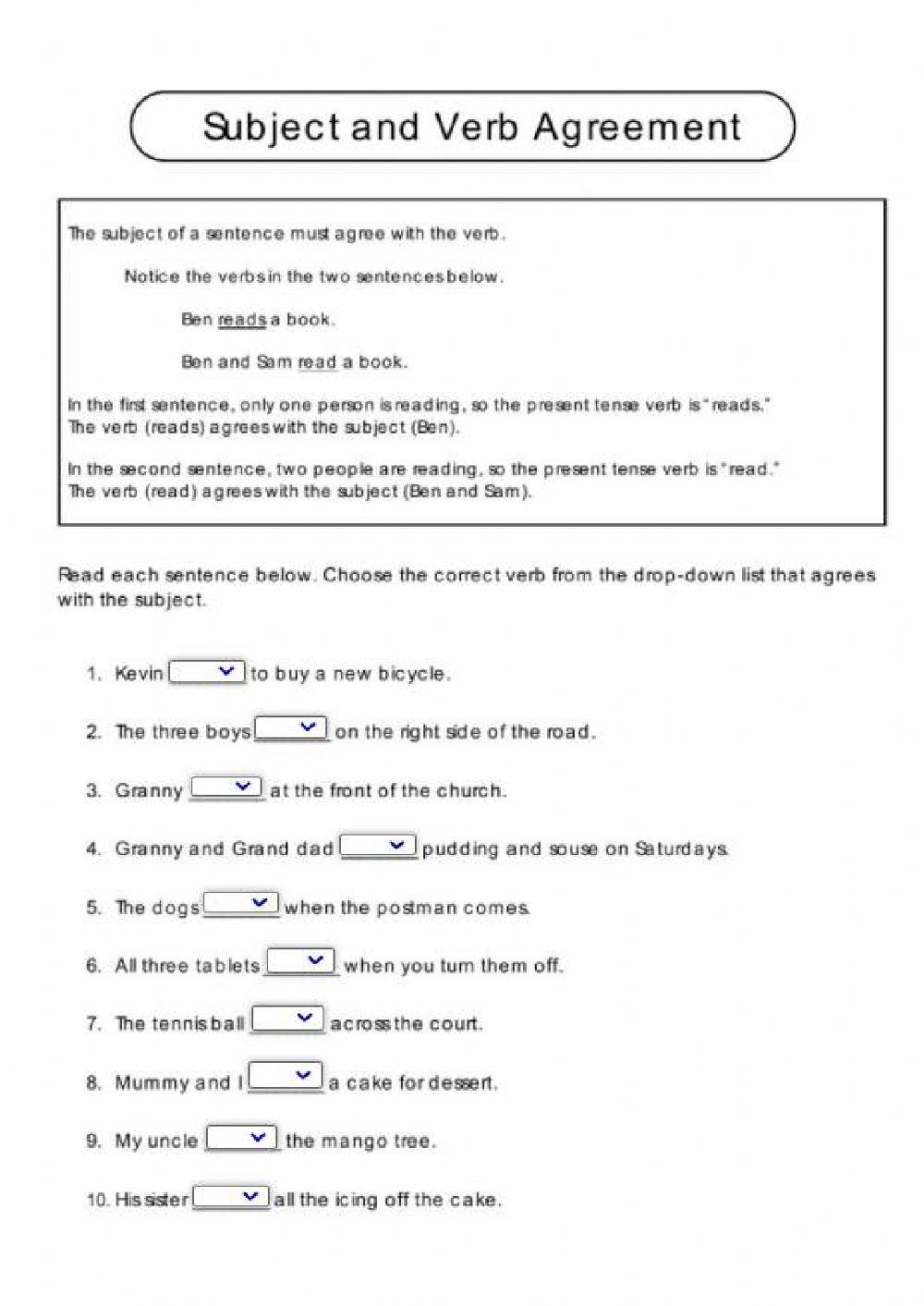 Subject verb agreement quiz with no errors