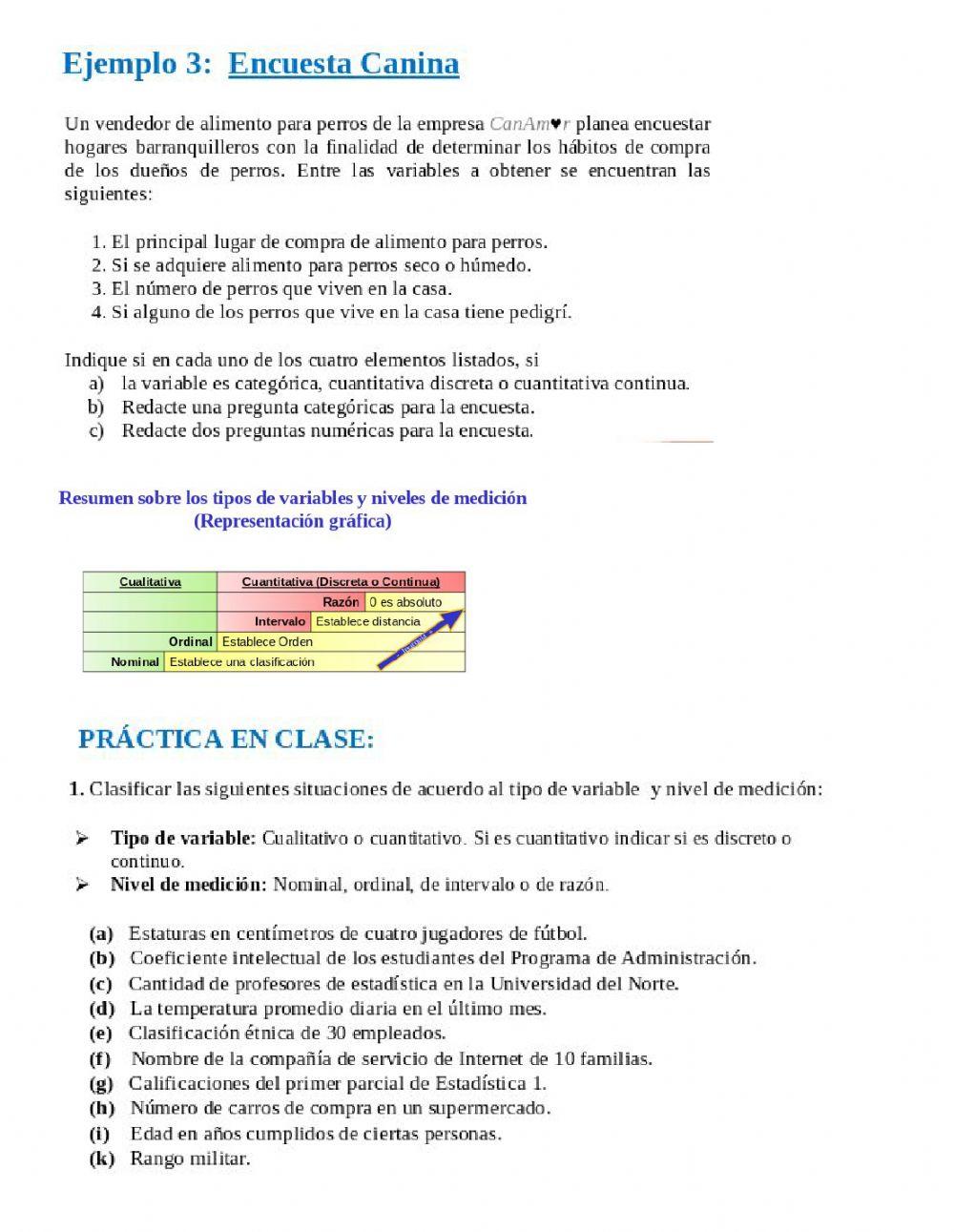 Tipo de Variables y Niveles de Medición