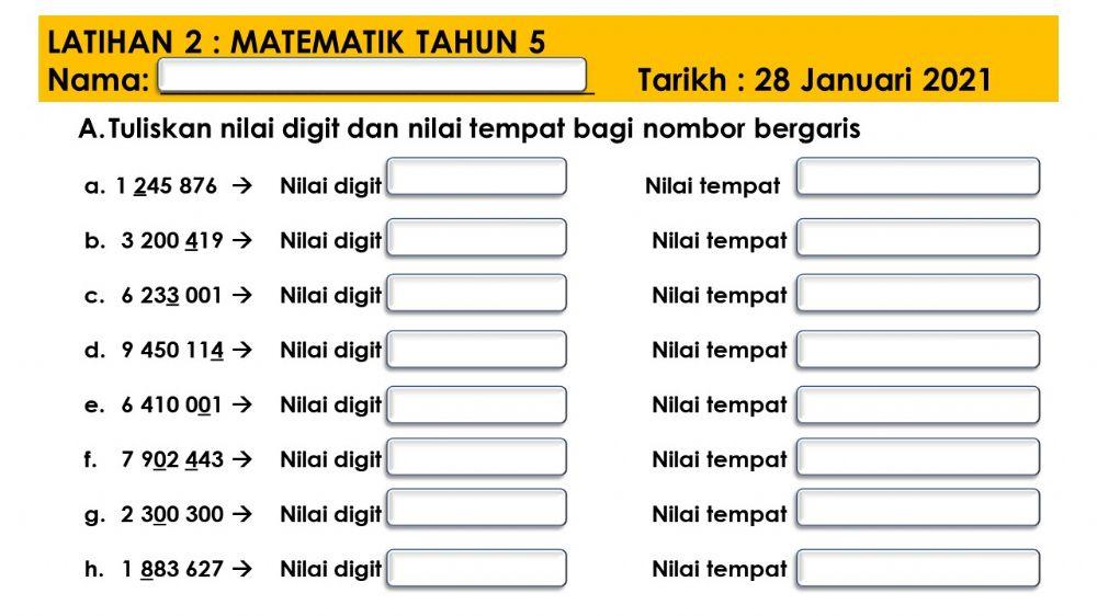 Nilai digit dan tempat t5