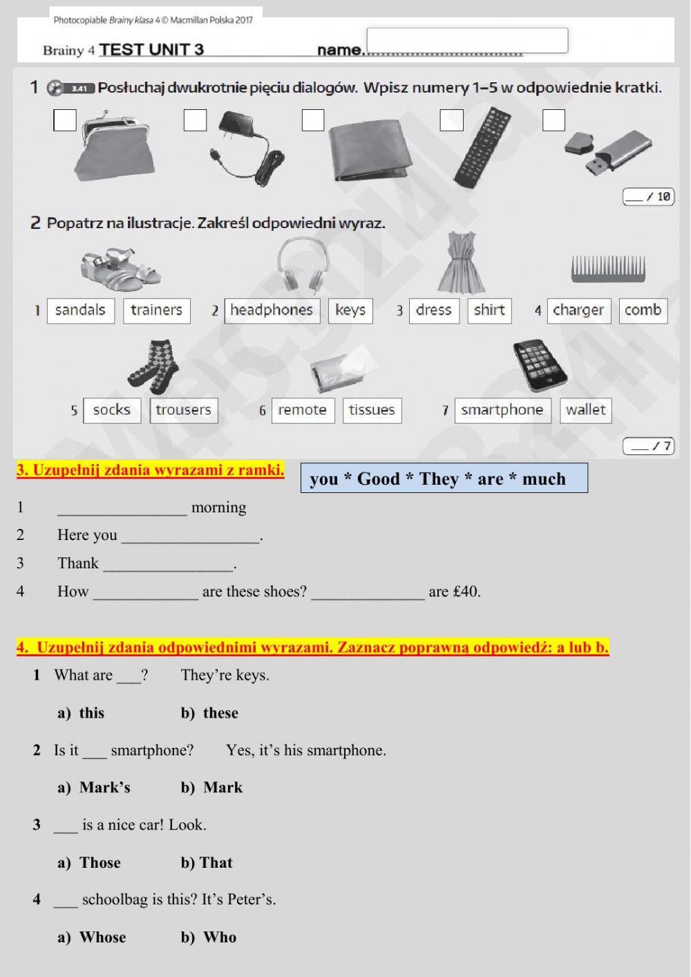 Brainy 4, Test unit 3