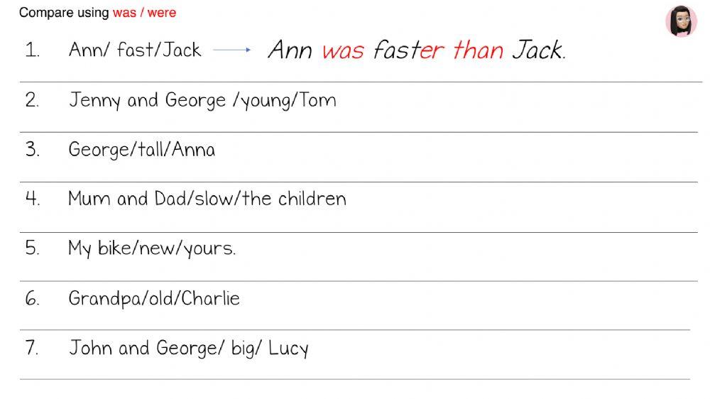 Comparatives (was-were)