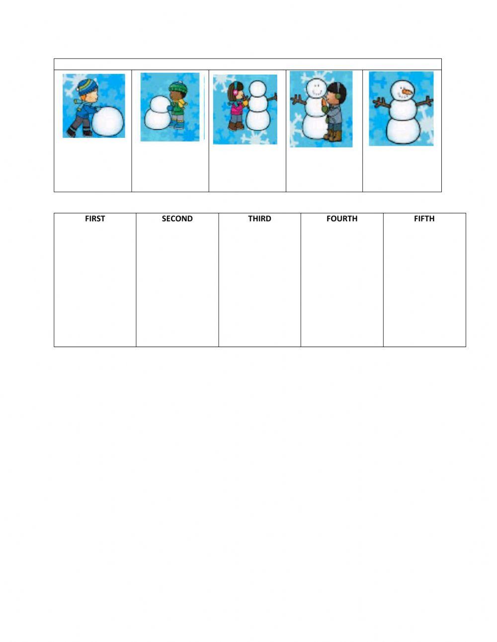 Sequencing: 5 step snowman