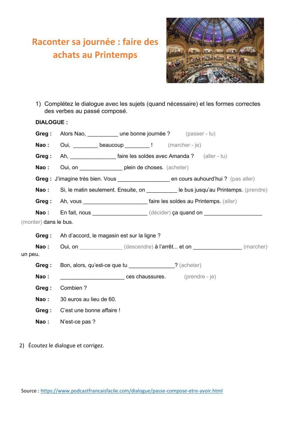 Passé composé - être et avoir - raconter une journée