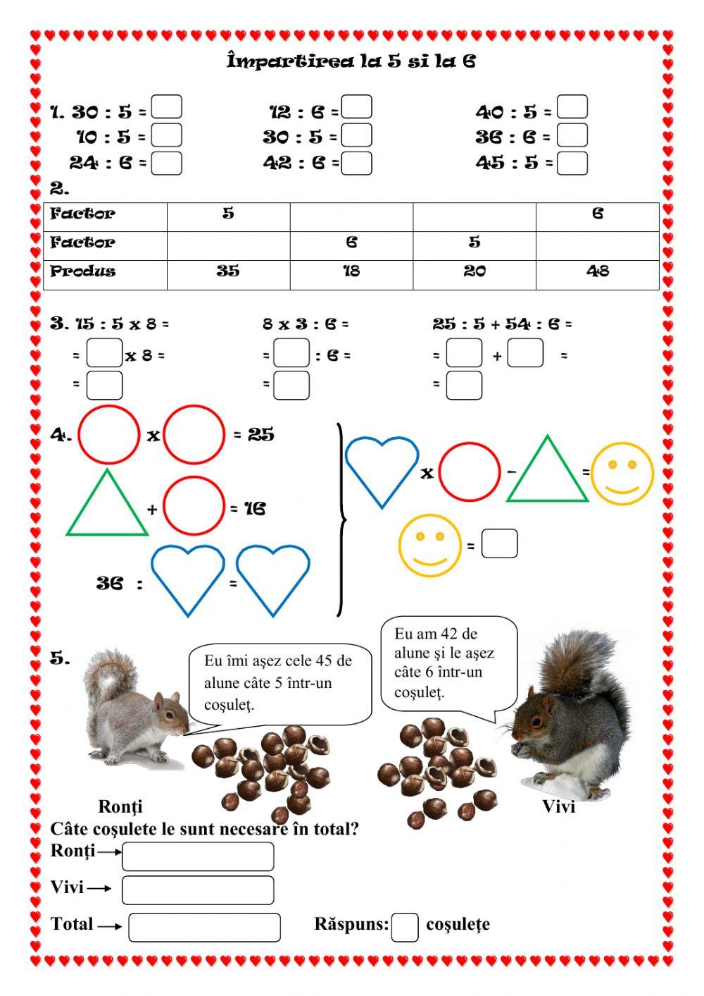 Impartirea la 5 si la 6
