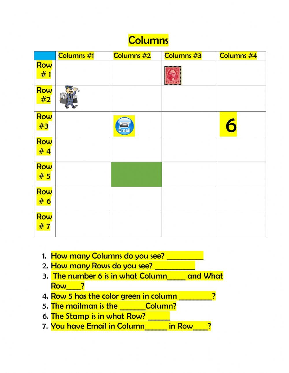 Rows and Columns 5 online exercise for | Live Worksheets