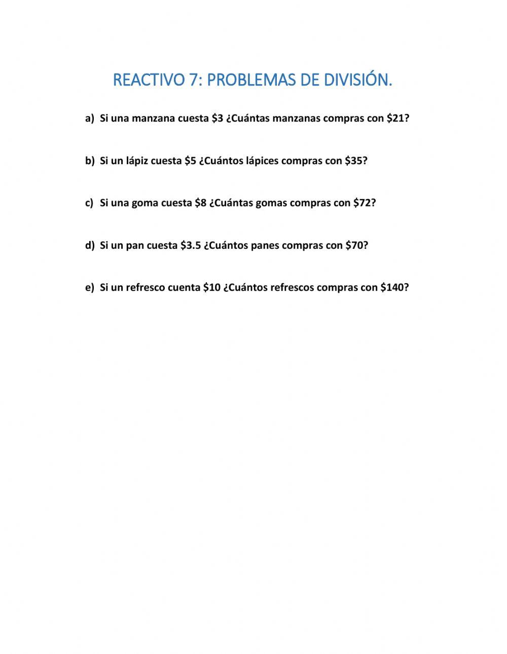 Problemas de divisiones