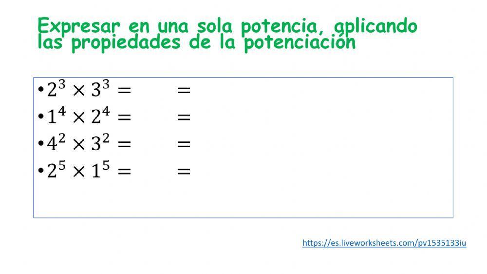 Propiedades de potenciación