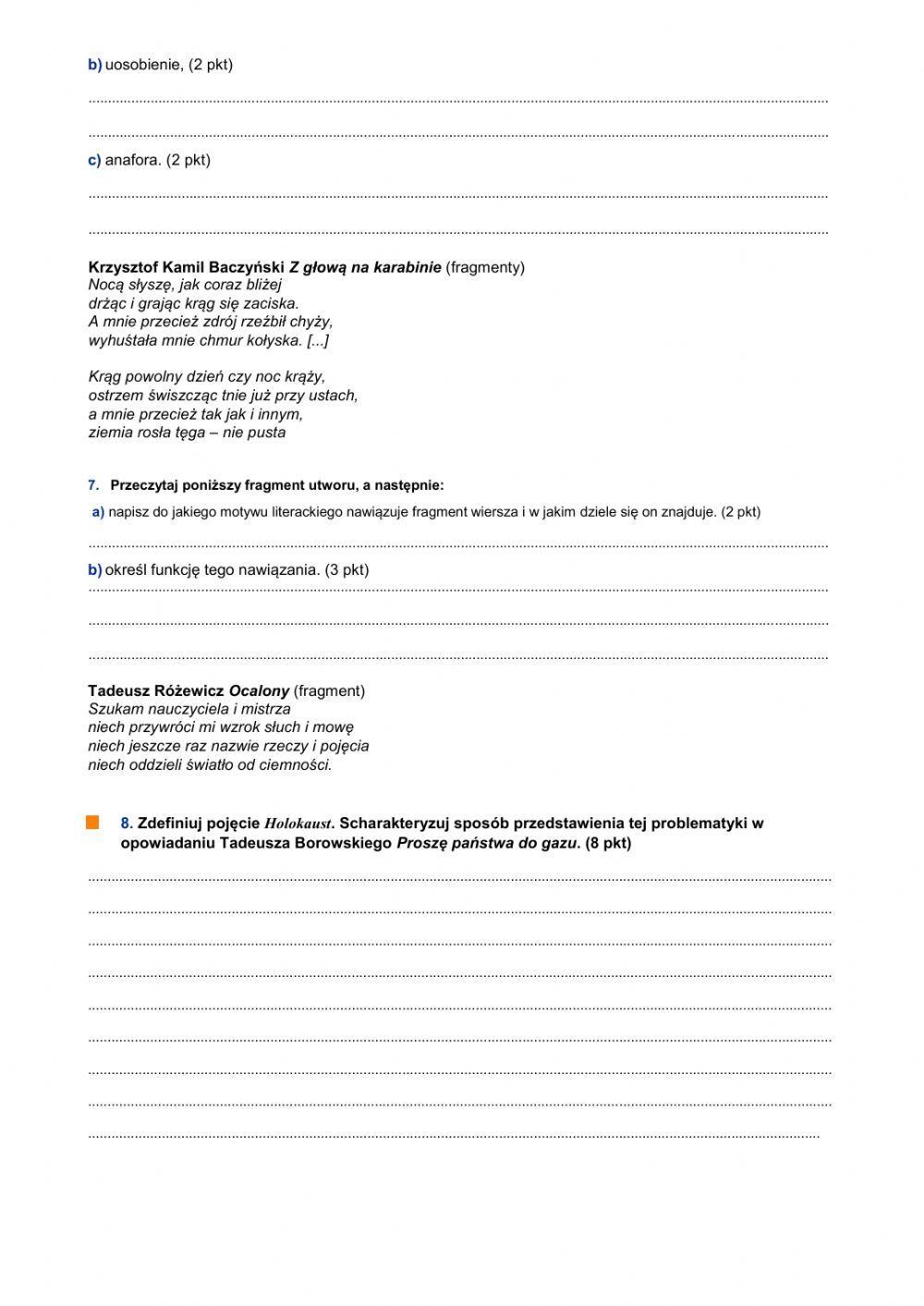 Sprawdzian z literatury wojennej