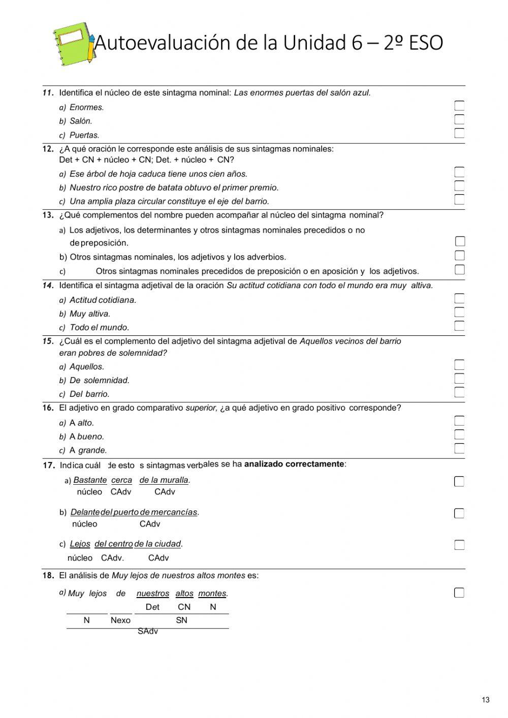 2º ESO Autoevaluación tema 6