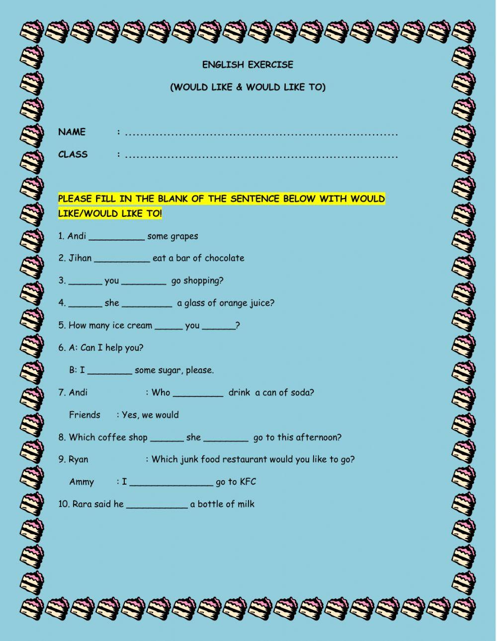 Would like & would like to