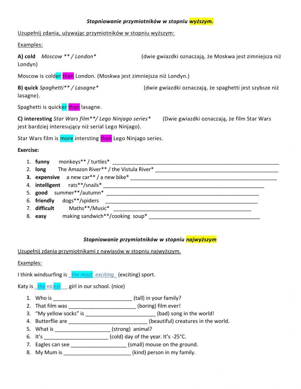 Stopniowanie przymiotników