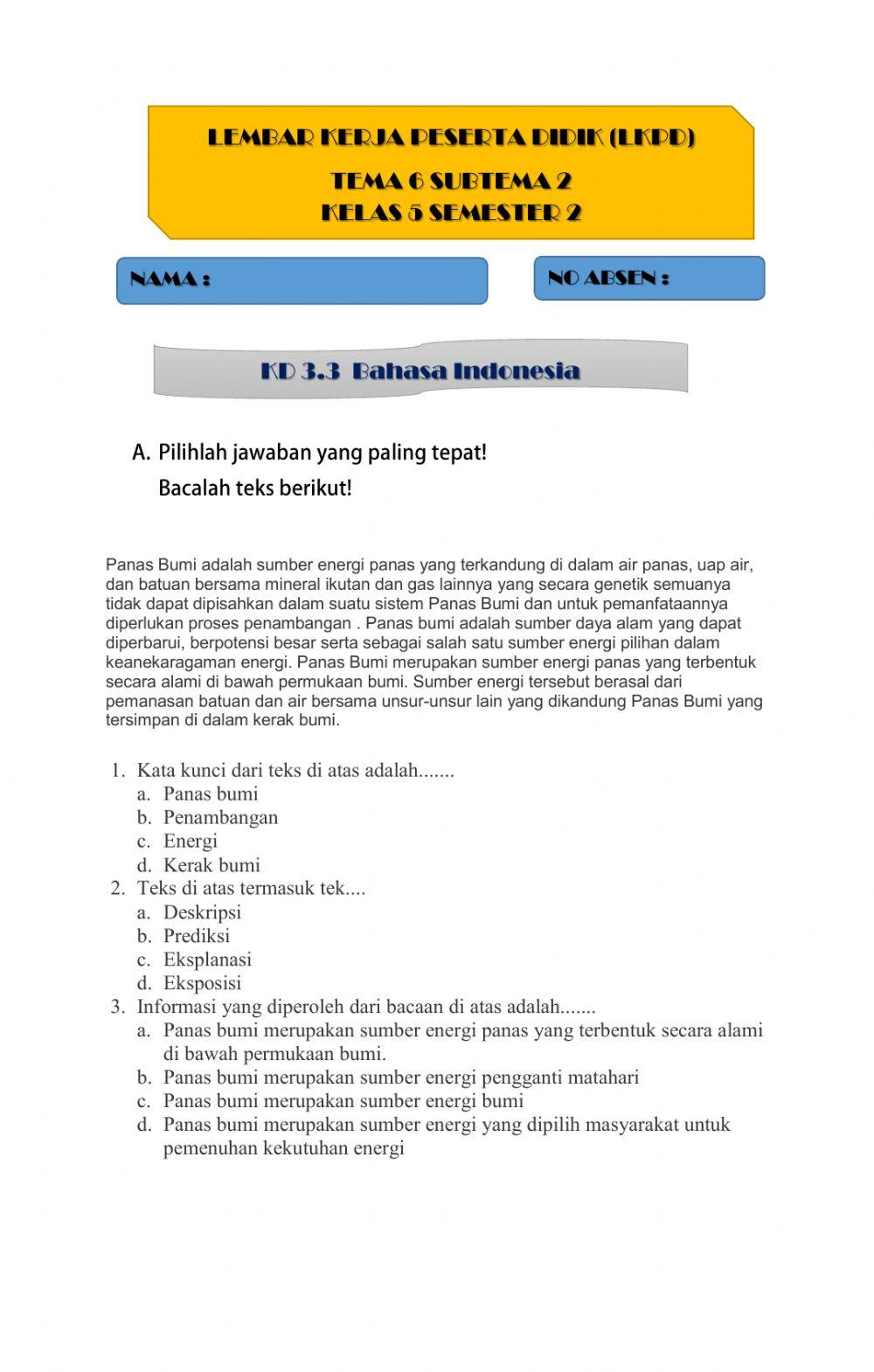 Lpkd tema 6 subtema 2 kelas  5
