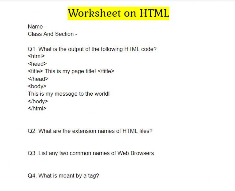 4659859 | HTML Worksheet | Rishika3128 | LiveWorksheets
