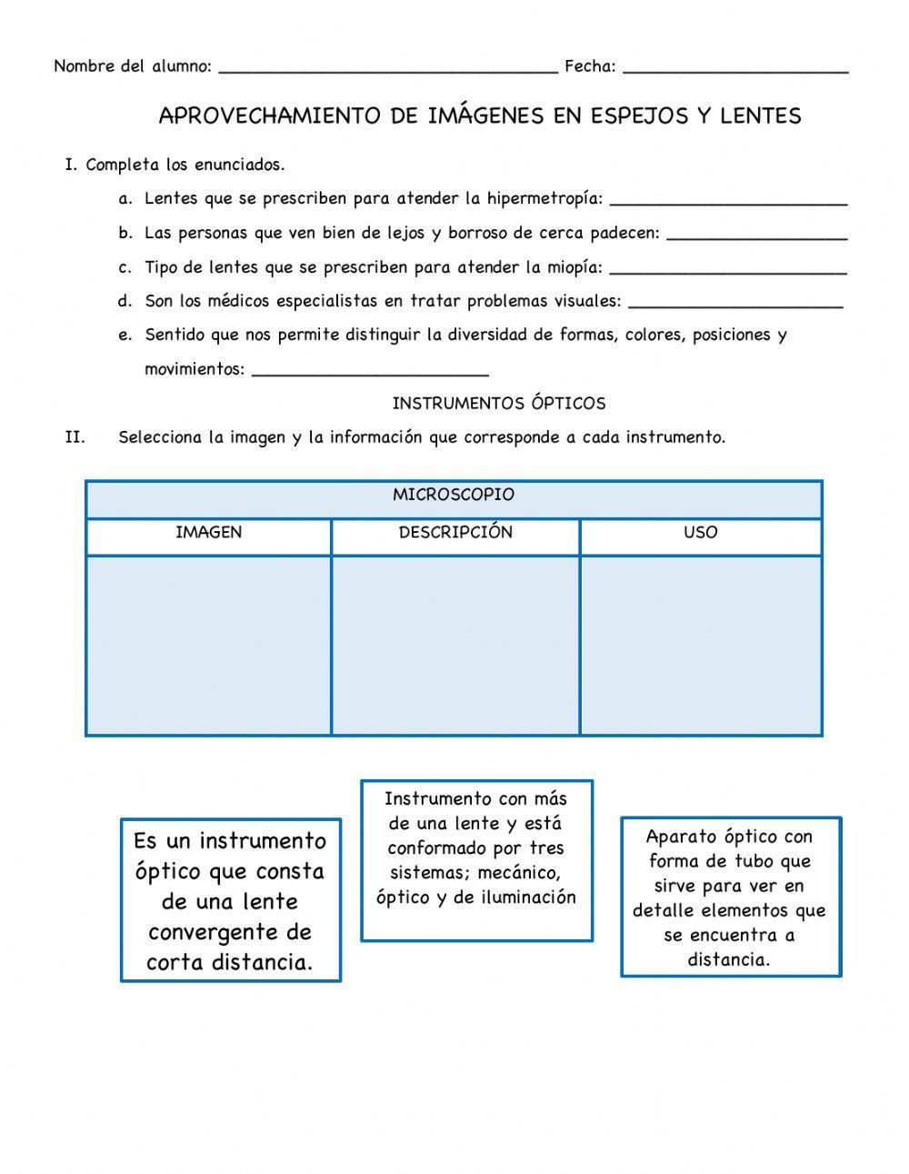 Aprovechamiento de imágenes en espejos y lentes
