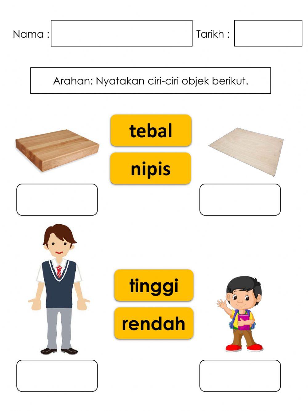 Ciri Objek (Tebal-nipis & Tinggi-rendah)