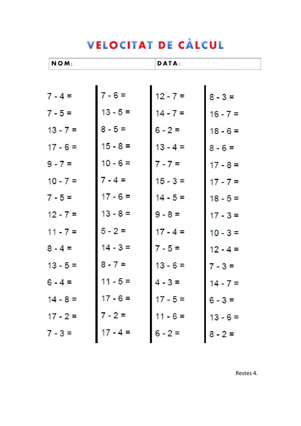 Velocitat de càlcul: restes 4