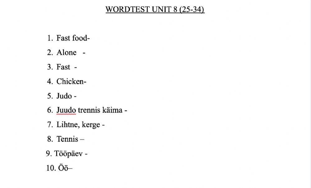 Wordtest Unit 7 (25-34)