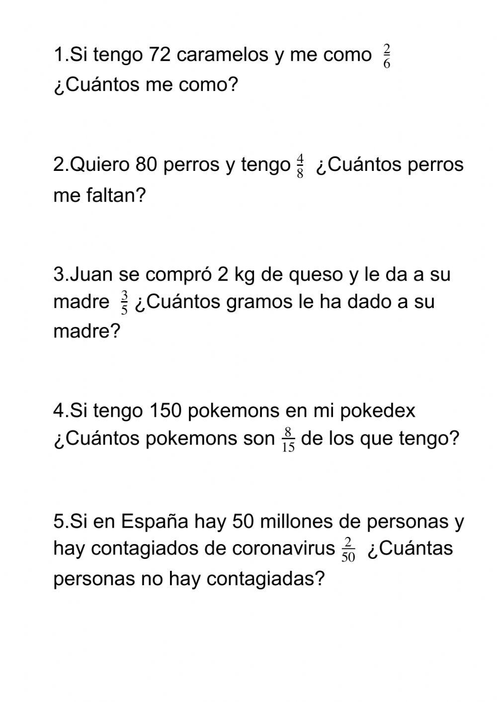 Problemas de fracciones