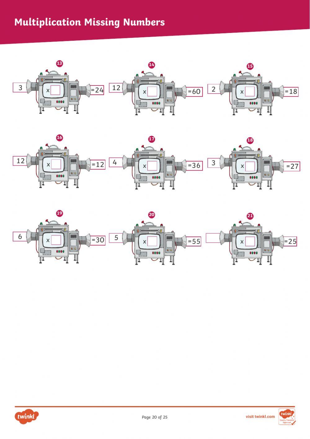 Multiplication function machines worksheet live worksheets