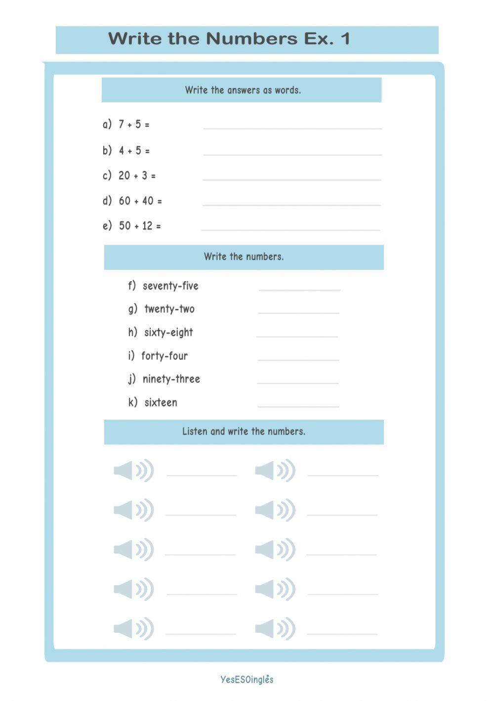 Numbers 1 -100  review