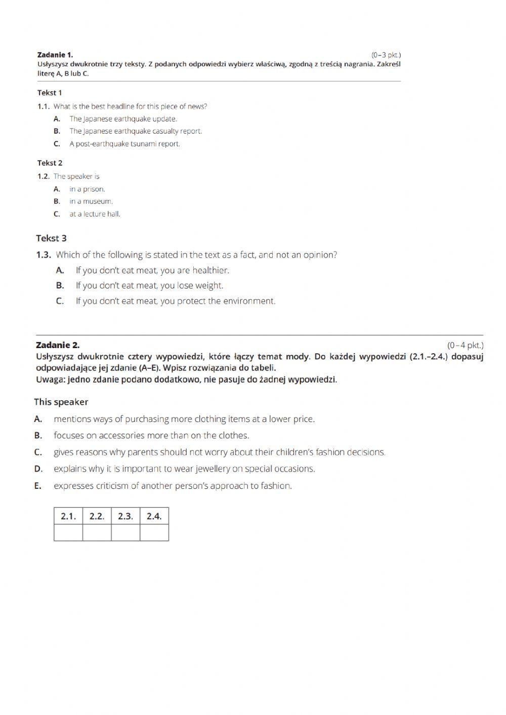 Listening comprehension matura