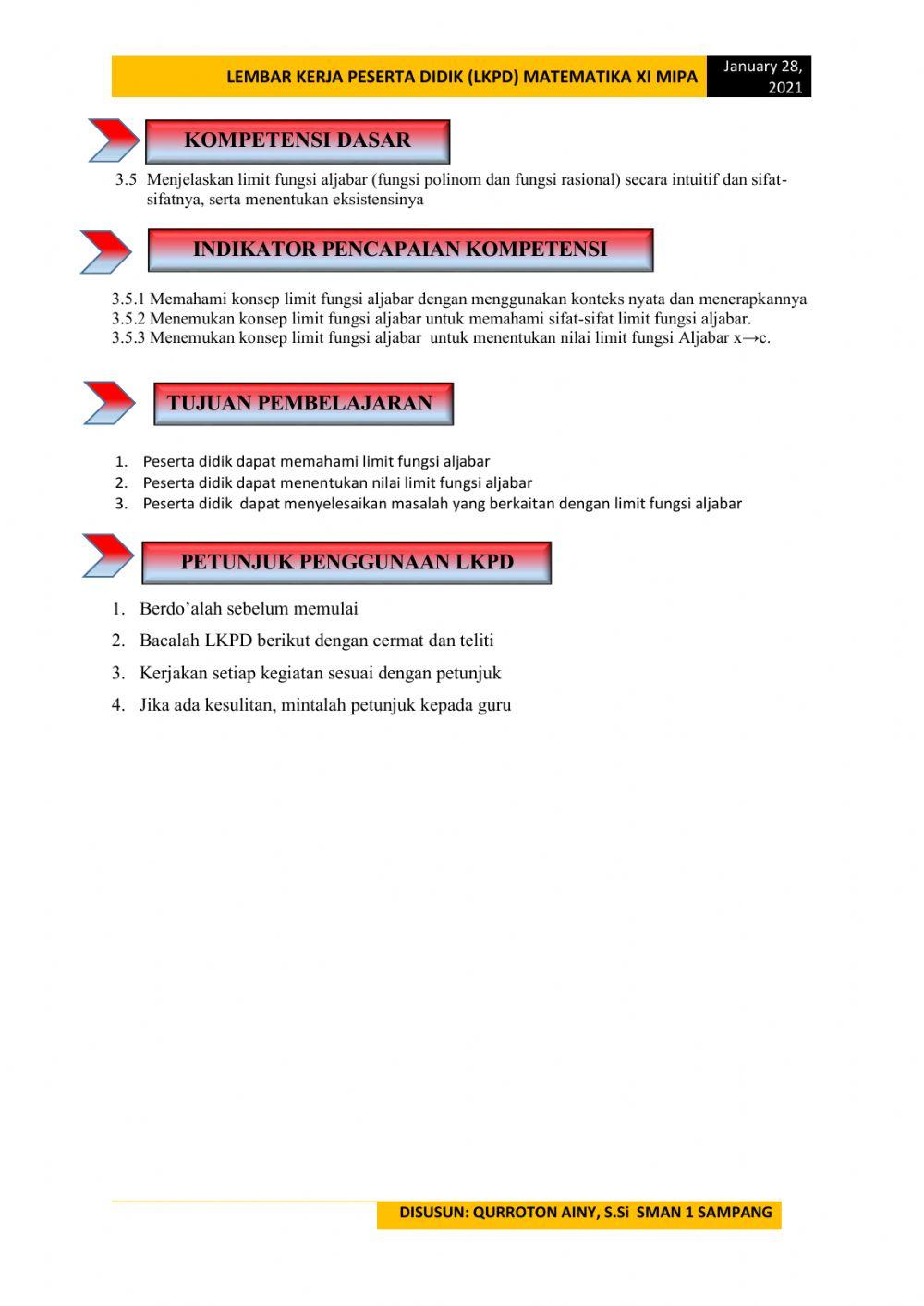 LKPD Limit Fungsi Aljabar