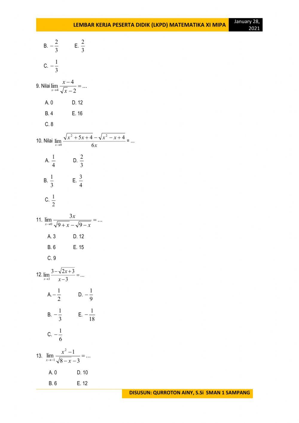 LKPD Limit Fungsi Aljabar