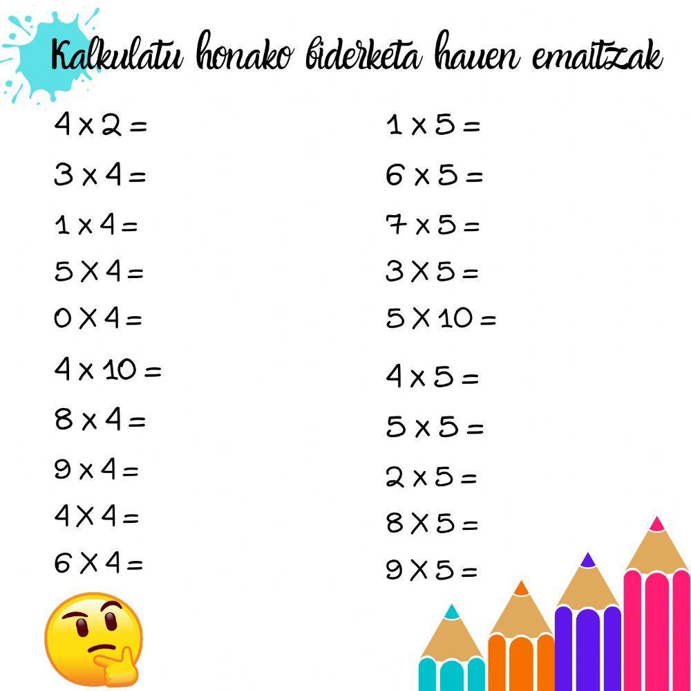 Buruzko kalkulua (biderketak)