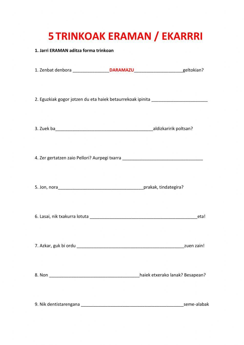 5 trinkoak eraman ekarri
