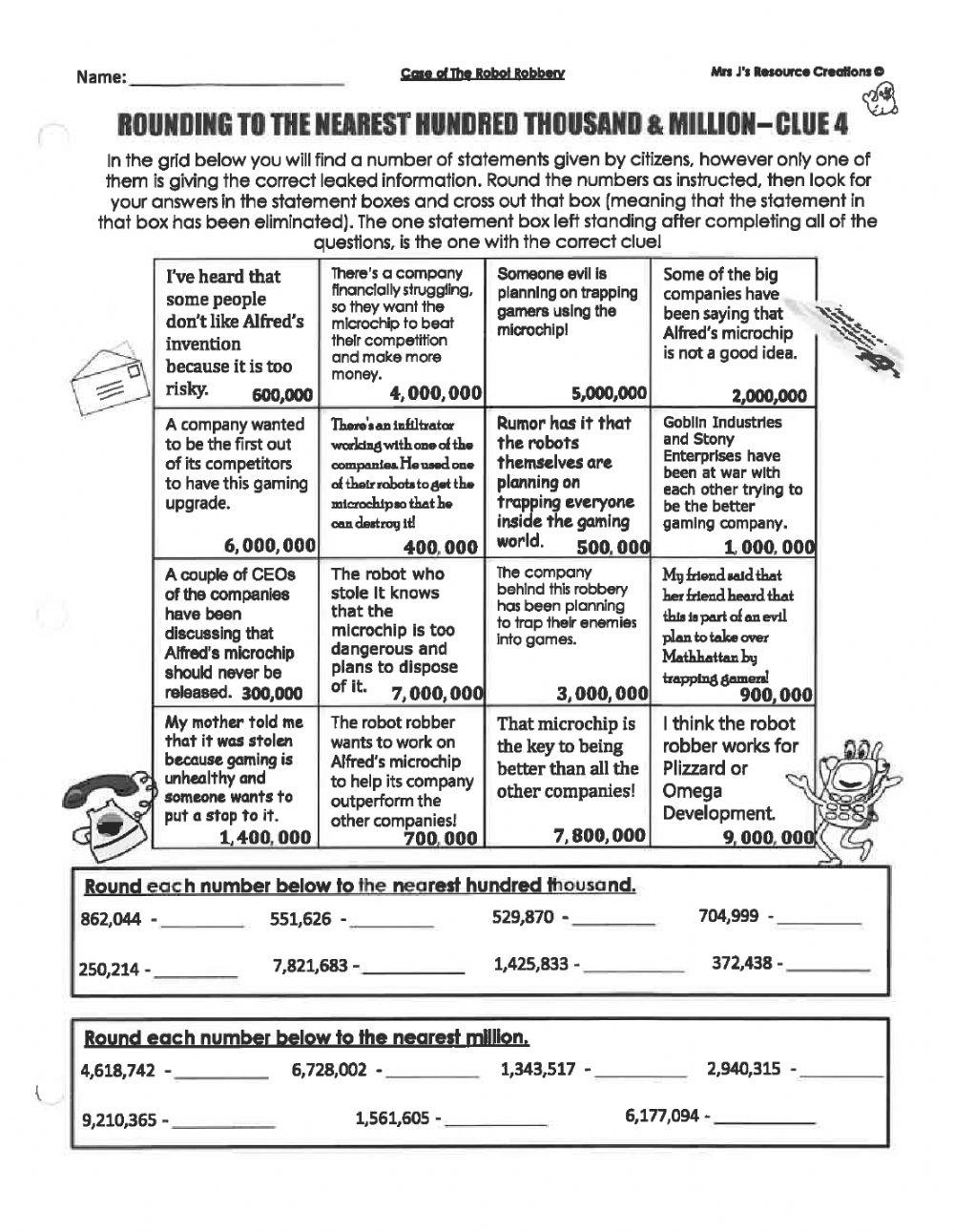 Case of the robot robbery grade 4 online exercise for live worksheets