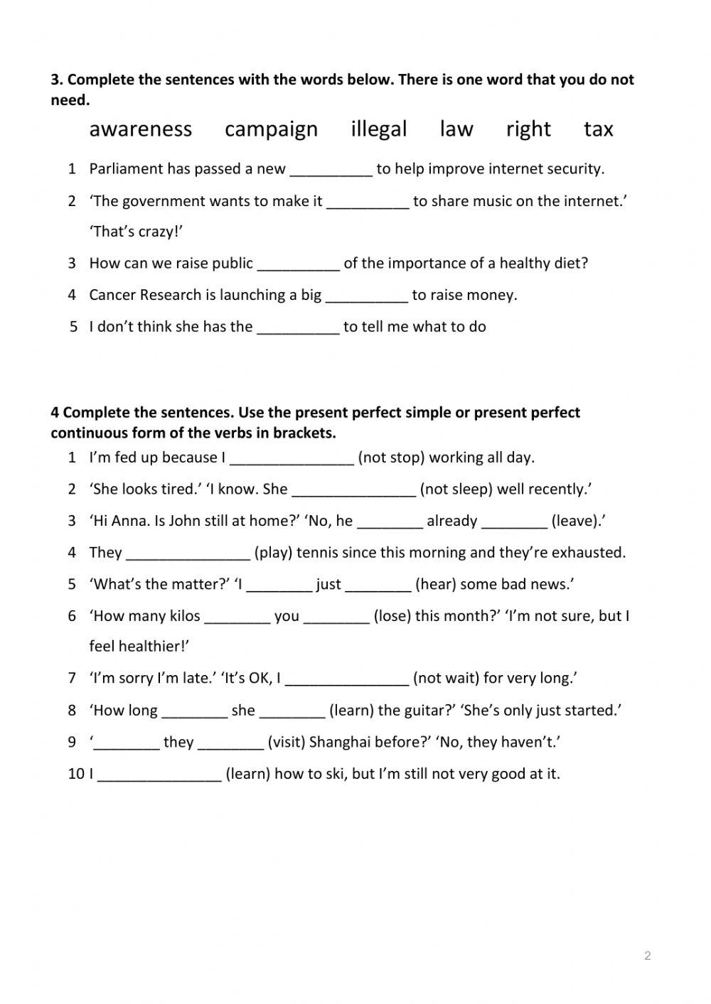 Present Perfect-Present Perfect Continuous
