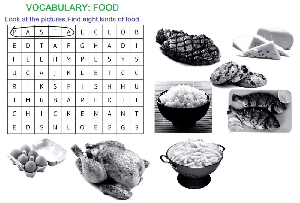 Vocabulary-food-wordsearch