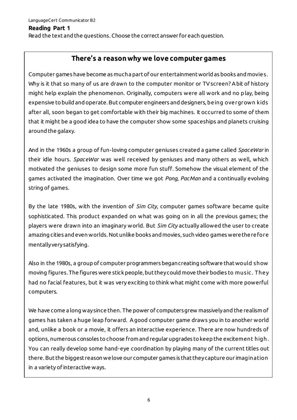 Languacert B2 -Pr. Test 1 -READING