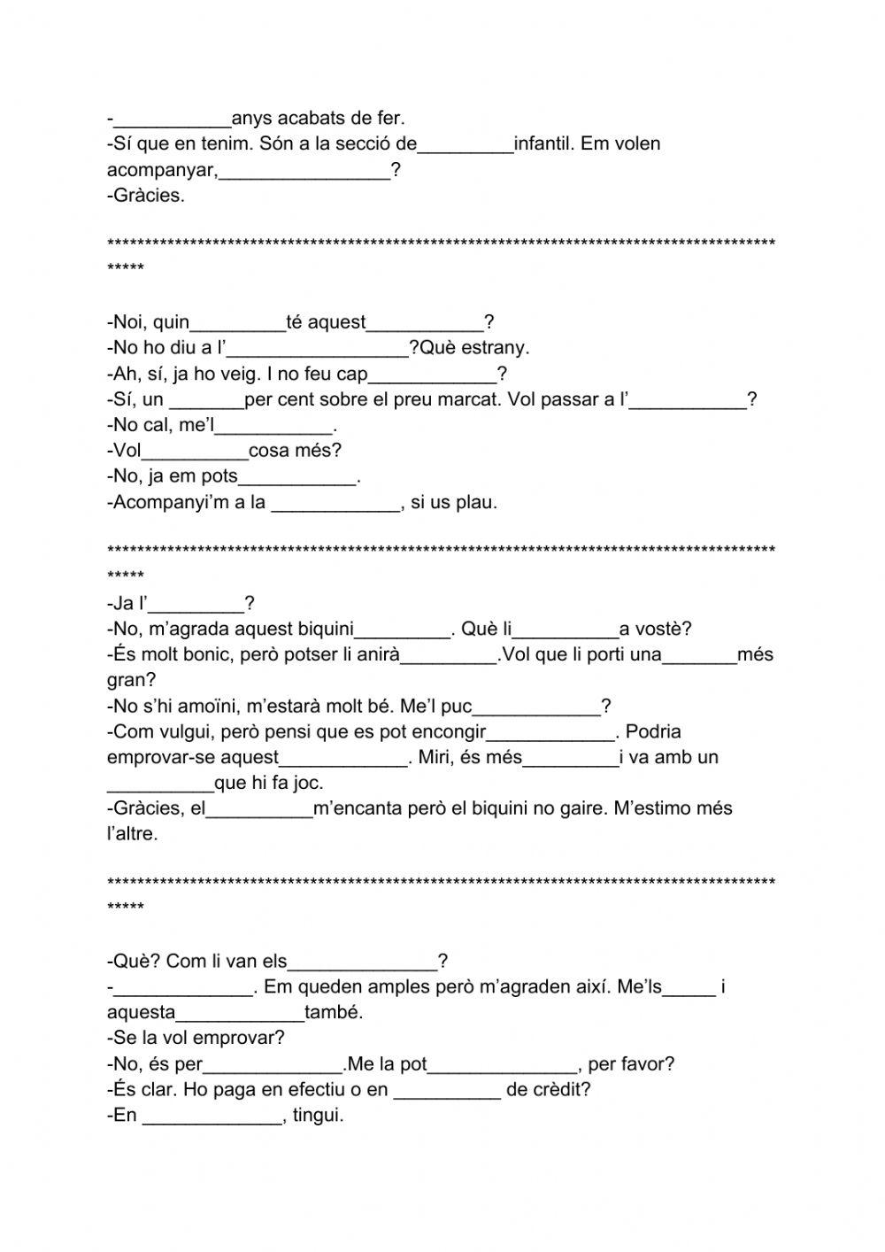 Diàleg en una botiga