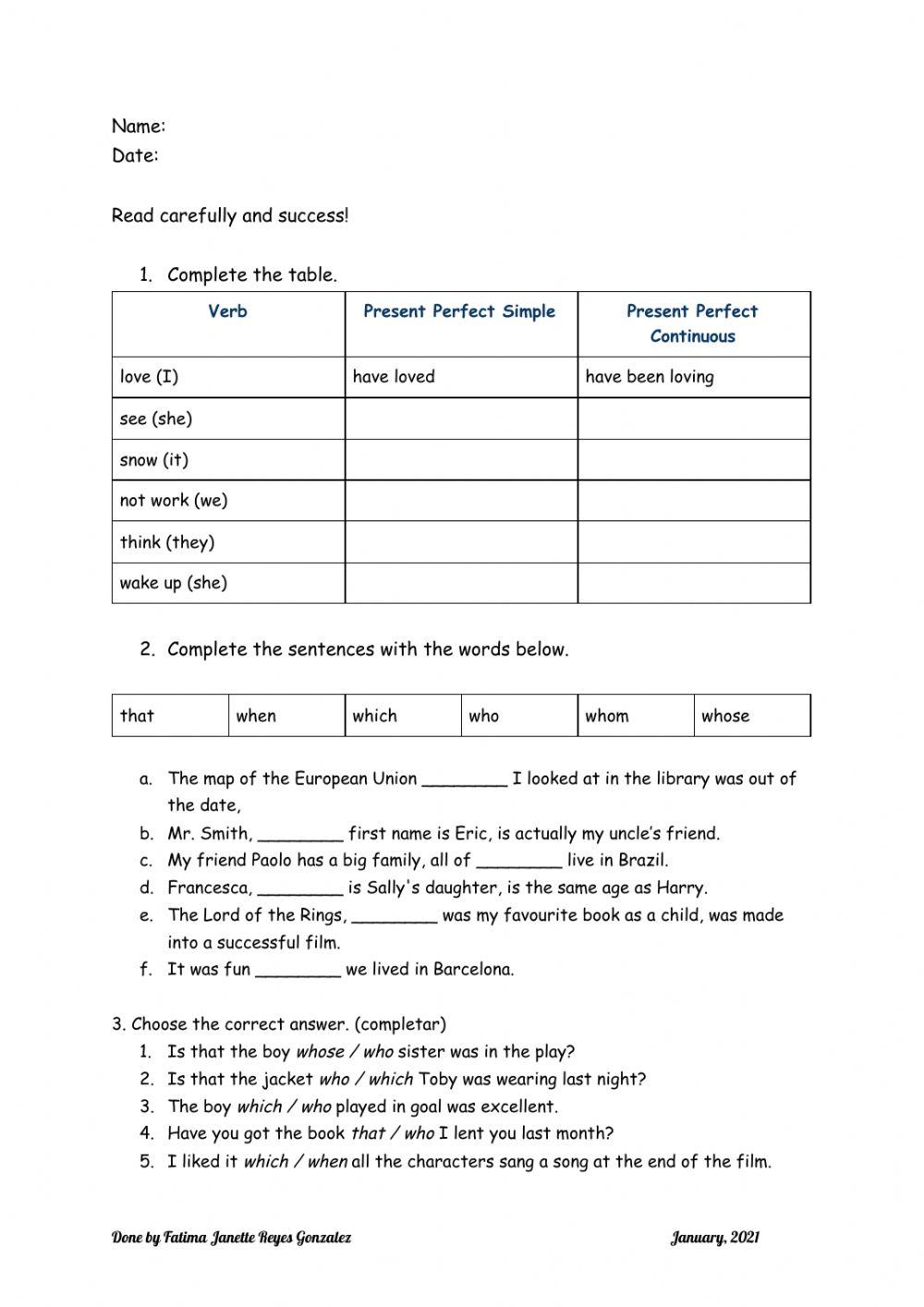 Grammar 3° MS-January